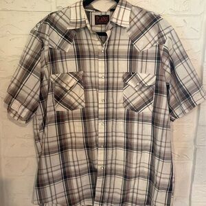 Plains Short-Sleeve Plaid Button-Down Shirt - Cream & Brown